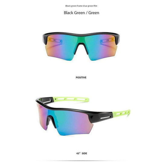 2 pcs Outdoor Sports Sunglasses - UV Protection HD Lenses for Cycling, Boating, Fishing(Black green frame blue green film)