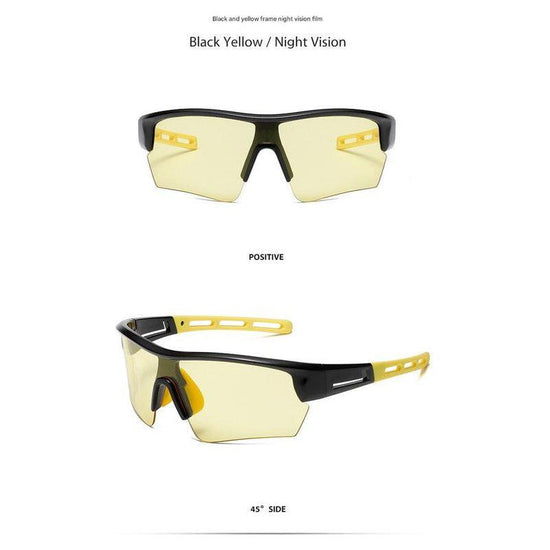 2 pcs Outdoor Sports Sunglasses - UV Protection HD Lenses for Cycling, Boating, Fishing(Black and yellow frame night vision film)
