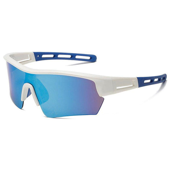 2 pcs Outdoor Sports Sunglasses - UV Protection HD Lenses for Cycling, Boating, Fishing(White blue frame blue mercury)