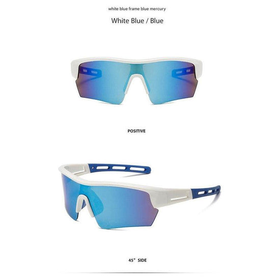 2 pcs Outdoor Sports Sunglasses - UV Protection HD Lenses for Cycling, Boating, Fishing(White blue frame blue mercury)