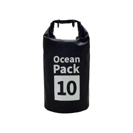 Black 10L Waterproof Dry Bag - PVC Mesh Rafting & Swimming Backpack