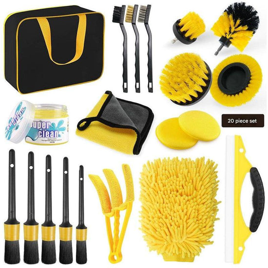 Car Cleaning Supplies - Complete Auto Detail Brush Set for Interior, Exterior, Wheels & Tires - Power Scrubber Drill Brush Kit Included