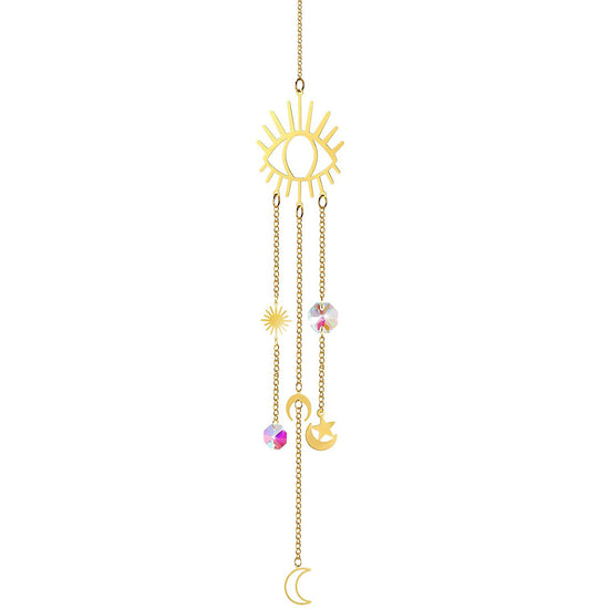 (Style 2) 4 pcs Crystal Wind Chimes-Sun Catcher Star Moon Dream Catcher for Window 30cm