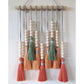 Colorful Tassel Wall Hanging-Wooden Beads Boho Tapestry Home Decor (Daylily red)