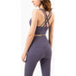 Size M Deep Sea Blue Cross-Back Yoga Sports Bra for Women - High Support & Shockproof Fitness Bra