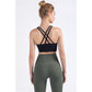 Size M Black Cross-Back Yoga Sports Bra for Women - High Support & Shockproof Fitness Bra
