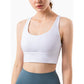 Size L White Cross-Back Yoga Sports Bra for Women - High Support & Shockproof Fitness Bra