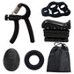 Black 5-Piece Hand Grip Strength Training Set – Adjustable Grip Exerciser, Silicone Grip Rings & Grip Ball