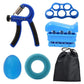 Blue 5-Piece Hand Grip Strength Training Set - Adjustable Grip Exerciser, Silicone Grip Rings & Grip Ball