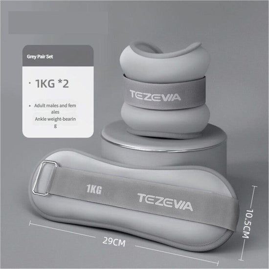 Grey Adjustable Weighted Leg & Wrist Sandbag Set - 1kg Each for Fitness, Running, and Dance Training