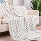 130*180CM White And Grey Modern Knitted Throw Blanket with Tassels - Soft & Lightweight for Sofa, Bed, and Office