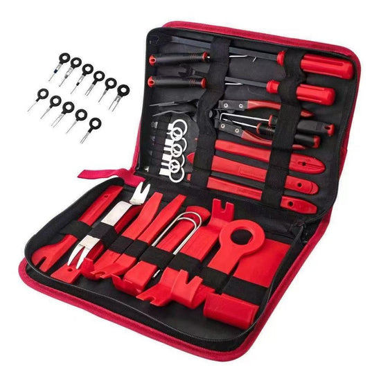 Red 38PCS Car Interior Trim Removal Tool Kit - Durable PP Material for Car Audio, Dashboard, Door Panel, and Modification
