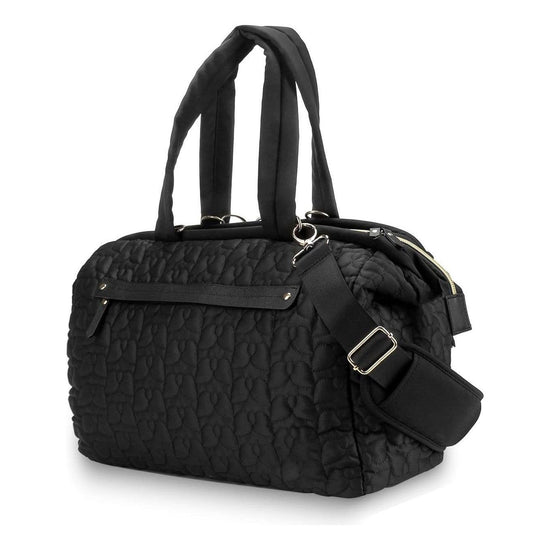 Black Quilted Pattern Large Capacity Mummy Bag - Stylish Baby Diaper Bag for Moms, Baby Stroller Bag with Multiple Compartments