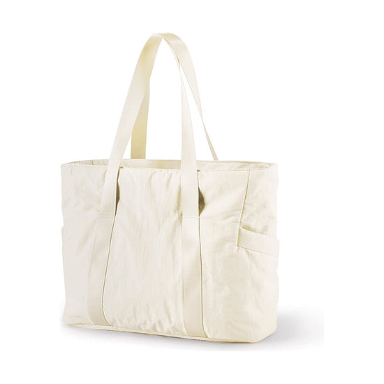 Off White Stylish and Practical Water-Resistant Tote Bag for Daily Use & Yoga - Spacious with Convenient Compartments