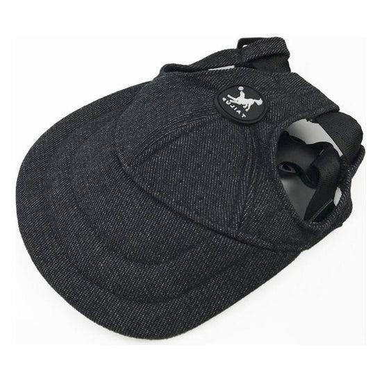 Size S Black Adjustable Pet Baseball Cap for Cats and Dogs - Cute Sun Protection Hat for Outdoor Adventures