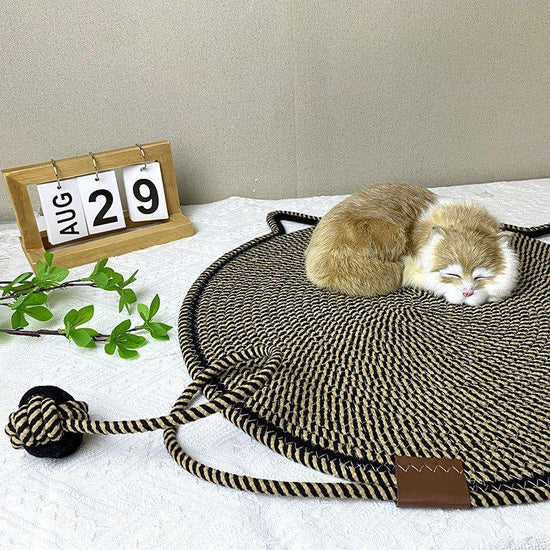 3 Pcs Black And Brown Durable Cat Scratching Mat with Attached Toy Ball - Washable and Multi-Functional, Ideal for Cats&