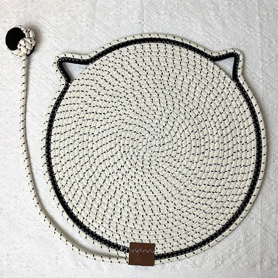 3 Pcs White Durable Cat Scratching Mat with Attached Toy Ball - Washable and Multi-Functional, Ideal for Cats&