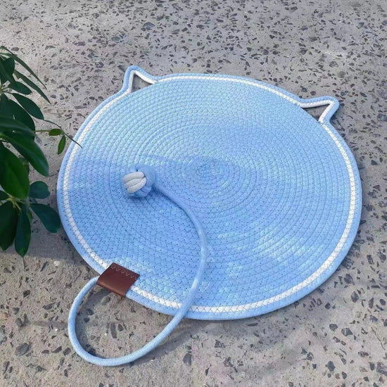 3 Pcs Blue Durable Cat Scratching Mat with Attached Toy Ball - Washable and Multi-Functional, Ideal for Cats&