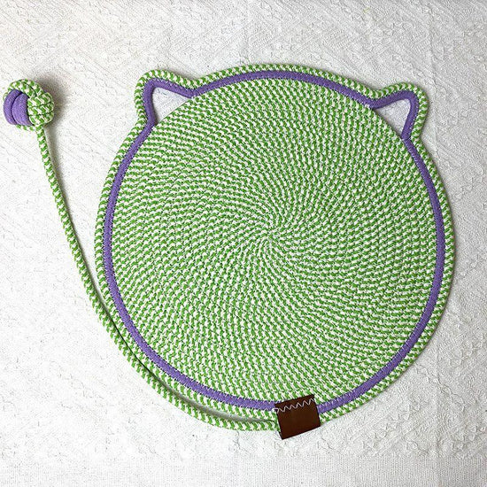 3 Pcs Green Durable Cat Scratching Mat with Attached Toy Ball - Washable and Multi-Functional, Ideal for Cats&