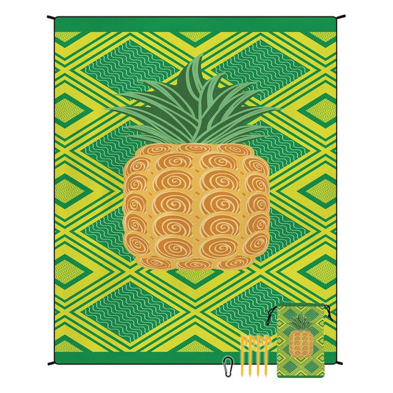 Style STD-001-2 Green And Yellow Quick Dry Beach Mat Sand Proof Waterproof Outdoor Picnic Blanket - Compact & Lightweight