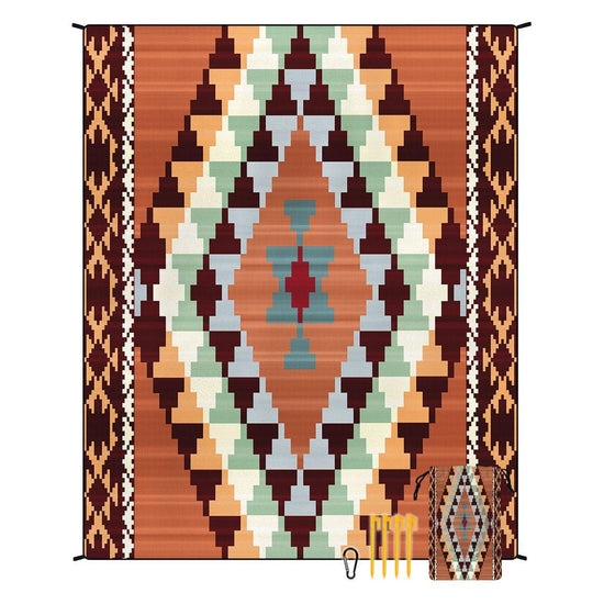 Style STD-001-17 Brown Quick Dry Beach Mat Sand Proof Waterproof Outdoor Picnic Blanket - Compact & Lightweight