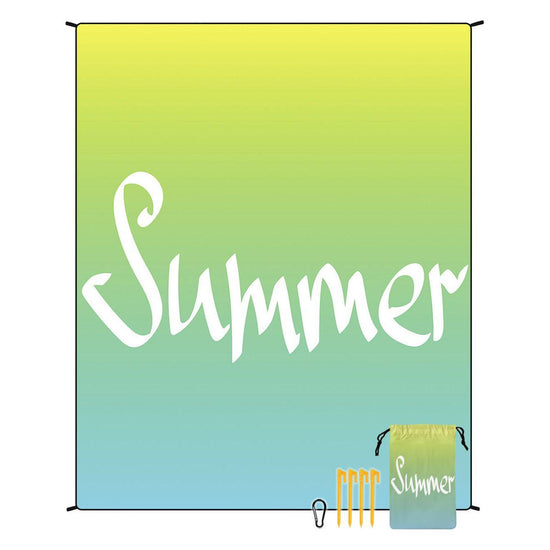 Style STD-001-21 Blue And Green Quick Dry Beach Mat Sand Proof Waterproof Outdoor Picnic Blanket - Compact & Lightweight