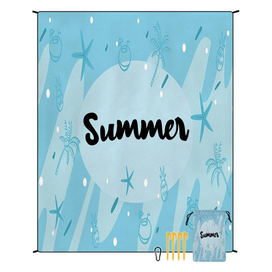 Style STD-001-22 Blue Quick Dry Beach Mat Sand Proof Waterproof Outdoor Picnic Blanket - Compact & Lightweight