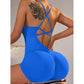 Size S Royal Blue Nylon Seamless Yoga Bodysuit - Women&