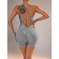 Size XS Light Grey Nylon Seamless Yoga Bodysuit - Women&