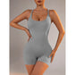 Size M Light Grey Nylon Seamless Yoga Bodysuit - Women&