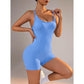 Size L Light Blue Nylon Seamless Yoga Bodysuit - Women&