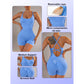 Size L Light Blue Nylon Seamless Yoga Bodysuit - Women&