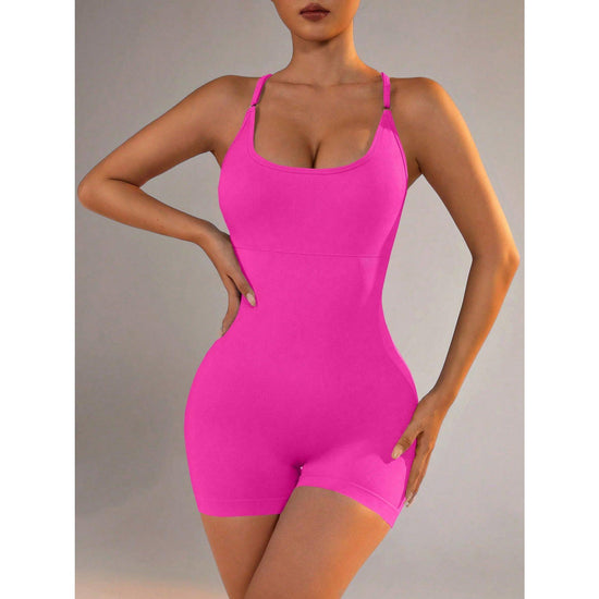 Size XS Rose Red Grey Nylon Seamless Yoga Bodysuit - Women&