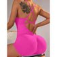 Size XS Rose Red Grey Nylon Seamless Yoga Bodysuit - Women&