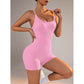 Size L Light Pink Grey Nylon Seamless Yoga Bodysuit - Women&