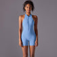 Size M Light Blue High-Impact Seamless Bodysuit - Nude Feel Yoga & Fitness Romper