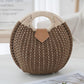 Brown Boho Circle Straw Bag - Stylish Woven with Round Handles