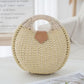 Off White Boho Circle Straw Bag - Stylish Woven with Round Handles