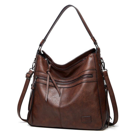 Coffee Spacious & Stylish  PU Leather Bag -  Versatile Shoulder/Crossbody