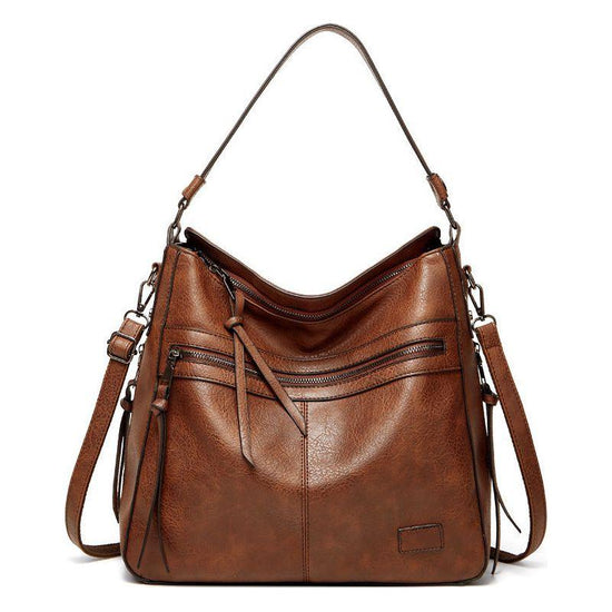 Brown Spacious & Stylish  PU Leather Bag -  Versatile Shoulder/Crossbody