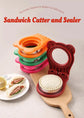 3 Pcs Red Round Sandwich Sealer & Cutter - Safe Hand Guard Design, DIY Pocket Bread Mold