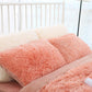 Light Orange Faux Fur Pillowcase Set - Crystal Velvet Plush Throw Pillow Covers, Bedding Accent (50x70cm, Pair)