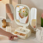 White LED Lighted Tri-Fold Makeup Mirror with Storage Drawer & Magnification(USB Charging Port)