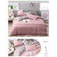Light Brown And White Stitching Ultra-Soft Solid Color 4-Piece Bedding Set - Queen Size(Suitable for 2m bed)
