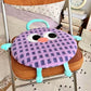 Purple Plaid Cute Cartoon Round Memory Foam Seat Cushion - Detachable & Washable