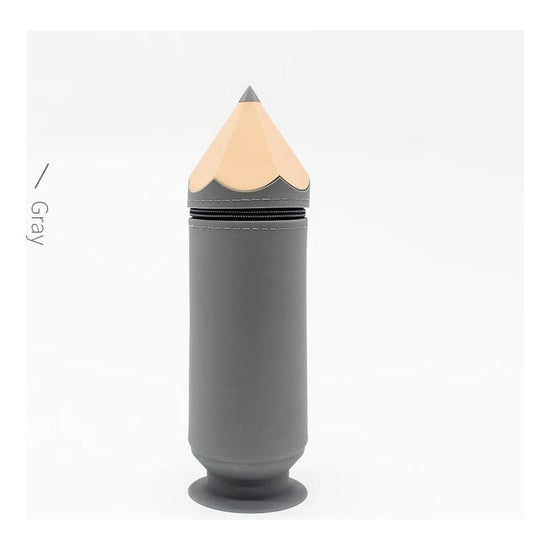 Grey Creative Silicone Pencil Case - High-Value Stationery  - Large Capacity Desk Organizer