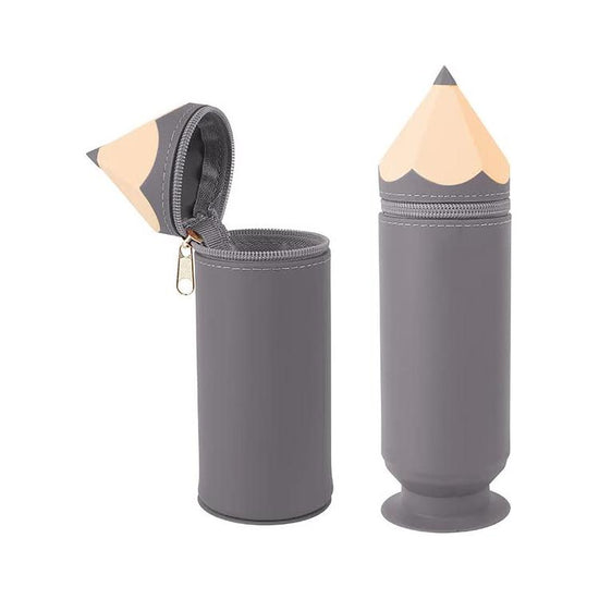Grey Creative Silicone Pencil Case - High-Value Stationery  - Large Capacity Desk Organizer