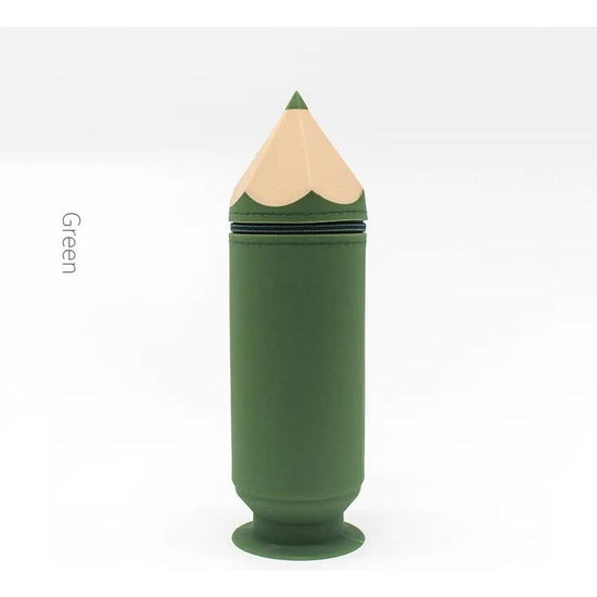 Green Creative Silicone Pencil Case - High-Value Stationery  - Large Capacity Desk Organizer
