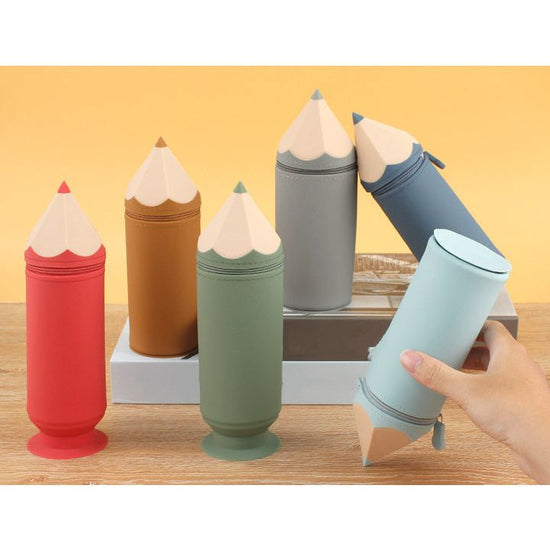 Light Blue Creative Silicone Pencil Case - High-Value Stationery  - Large Capacity Desk Organizer