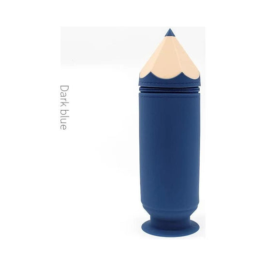 Dark Blue Creative Silicone Pencil Case - High-Value Stationery  - Large Capacity Desk Organizer